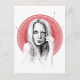 Frauengesicht mit Roter Halo Creepy Schöne Dunkle  Postkarte