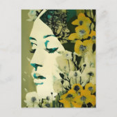 Frauengesicht und Blume Collage Postkarte (Vorderseite)