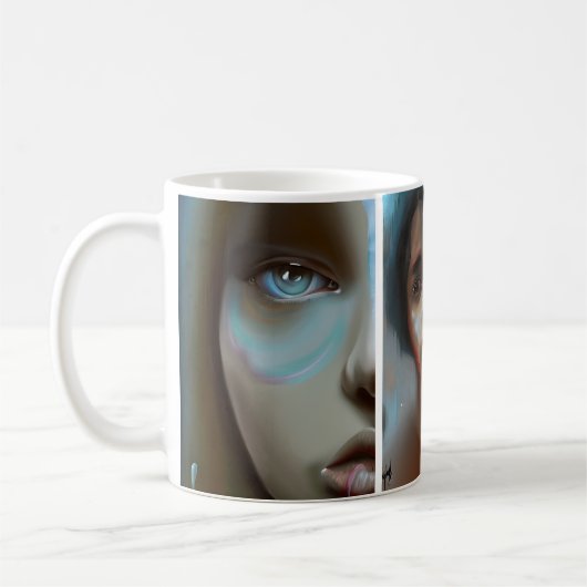 Frauengesichtszüge AI Generated Art Kaffeetasse (Links)