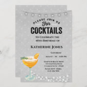 Frauengrau 40. Geburtstags Cocktail-Party Einladung (Vorne/Hinten)