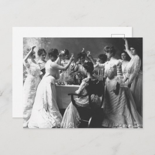 Frauengruppe Anfang der 1900er Champagne Toast Postkarte (Vorne/Hinten)