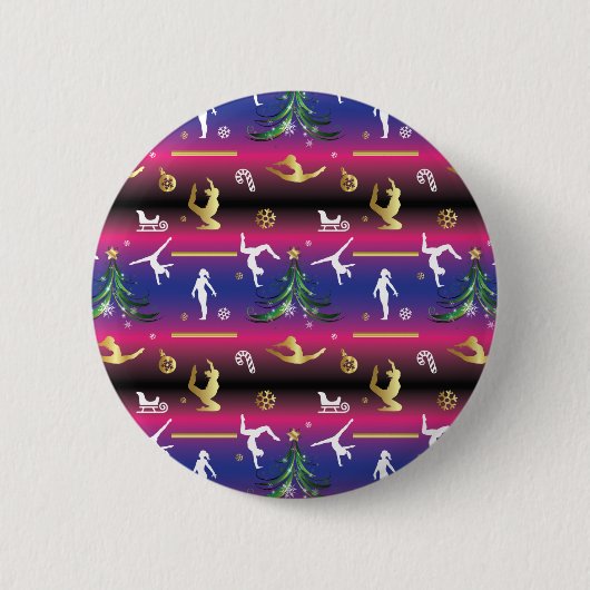 Frauengymnastik Weihnachtsbaum Button (Vorderseite)