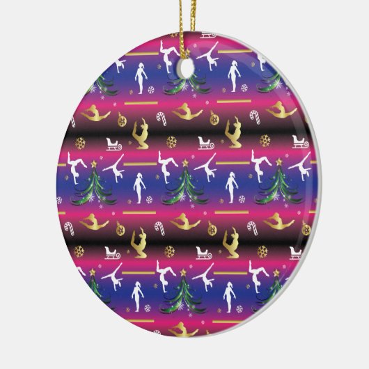 Frauengymnastik Weihnachtsbaum Keramik Ornament (Links)