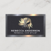 Frauenhair-Logo | Salon | Metallleder Visitenkarte (Vorderseite)