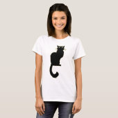 FrauenHalloween Shirt Black Cat Ladys Cat Top (Vorne ganz)