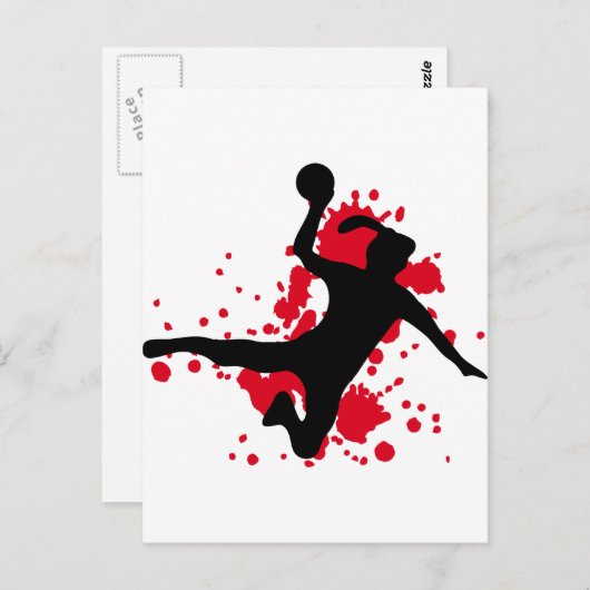 Frauenhandball-Handballzeichen Postkarte (Vorne/Hinten)