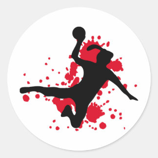 Frauenhandball-Handballzeichen Runder Aufkleber