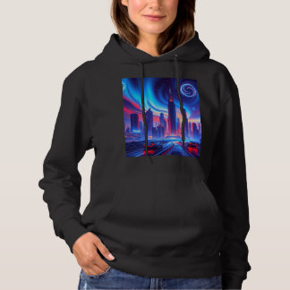 Frauenhaus in der futuristischen Stadt Hoodie
