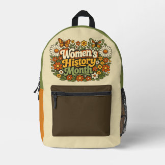 Frauenhistorikmonat Retro 70er Jahre Floral Groovy Bedruckter Rucksack