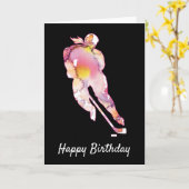 Frauenhockey Birthday Hockey Player Watercolor C Karte (Gelbe Blume)