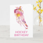 Frauenhockey Birthday Hockey Player Watercolor Karte (Gelbe Blume)