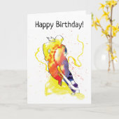Frauenhockey-Spieler Wasserfarbe Geburtstag Karte (Gelbe Blume)