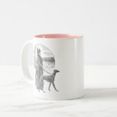 Frauenhund Vintag Zweifarbige Tasse (Vorderseite Links)