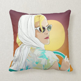 Frauenillustrations-Kissen-60er der Vintagen Art Kissen