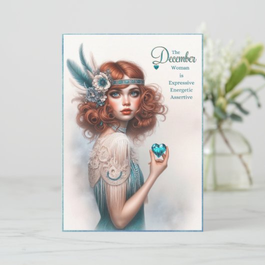 Frauenkarte Dezember Feiertagskarte (Stehend Vorderseite)