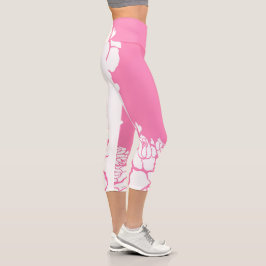 Frauenkompression mit weißer Blüte  Capri Leggings