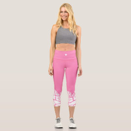 Frauenkompression mit weißer Blüte  Capri Leggings