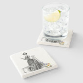 FRAUENLANDÜBERWACHUNG WESTERN SURVEY VINTAGER STEI STEINUNTERSETZER (Seitenansicht)