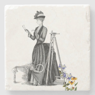 FRAUENLANDÜBERWACHUNG WESTERN SURVEY VINTAGER STEI STEINUNTERSETZER