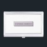 Frauenlogo | Lavendel | Berufliches Branding Visitenkarten Dose<br><div class="desc">Erleben Sie mit diesem schönen und freundlichen Visitenkartenhalter einen tollen Eindruck. Minimal Design verfügt über ein Lavendelrechteck mit einem schwarzen geometrischen Rahmen mit Ihrem Namen oder Firmennamen in der Mitte in modernen schwarzen Schrift Dieses Design ist Teil einer "Feminine Branding" Kollektion, passende Buchstaben, Umschläge, Visitenkarte, Aufkleber und vieles mehr sind...</div>