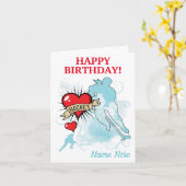 Frauenmädchen Personalisiert Hockey Geburtstagsher Karte (Gelbe Blume)