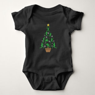 Frauenmädchen Softball Weihnachtsbaum Baby Strampler