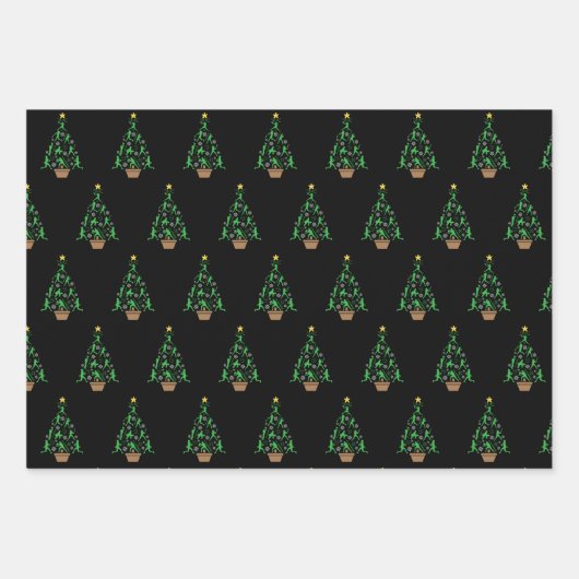 Frauenmädchen Softball Weihnachtsbaum Geschenkpapier Set (Vorderseite)