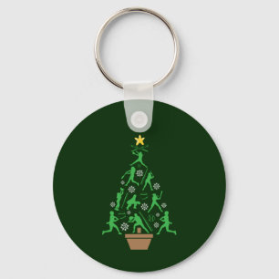 Frauenmädchen Softball Weihnachtsbaum Schlüsselanhänger