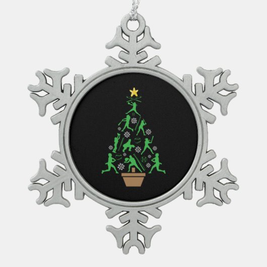 Frauenmädchen Softball Weihnachtsbaum Schneeflocken Zinn-Ornament (Vorderseite)