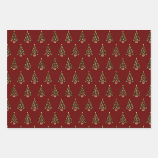 Frauenmädchen Weihnachtsbaum Geschenkpapier Set (Vorderseite 2)