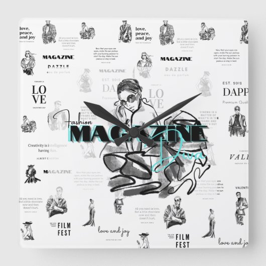 Frauenmagazin Quadratische Wanduhr (Vorderseite)