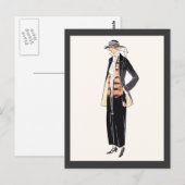 Frauenmode aus den 1920er Jahren Deko Pochoir Postkarte (Vorne/Hinten)