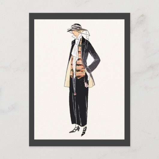 Frauenmode aus den 1920er Jahren Deko Pochoir Postkarte (Vorderseite)