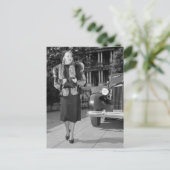 Frauenmode der 1930er postkarte (Stehend Vorderseite)