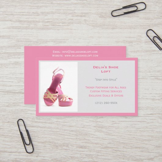 Frauenmode Schuhe rosa High Heels Visitenkarte (Vorderseite/Rückseite Beispiel)