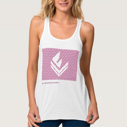 Frauenoberseite: Lila Muster Tank Top (Vorderseite)