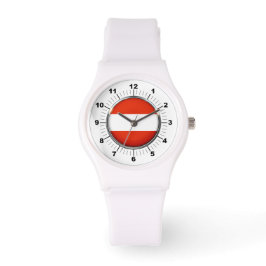 Frauenösterreichische Flagge Sporty White Silicon  Armbanduhr