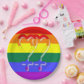 Frauenpaarstypsymbole Regenbogenfarben Pappteller (Party)