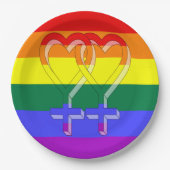 Frauenpaarstypsymbole Regenbogenfarben Pappteller (Vorderseite)