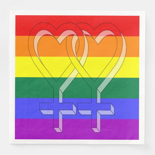 Frauenpaarstypsymbole Regenbogenfarben Serviette (Vorderseite)