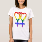 Frauenpaarstypsymbole Regenbogenfarben T-Shirt (Vorderseite)