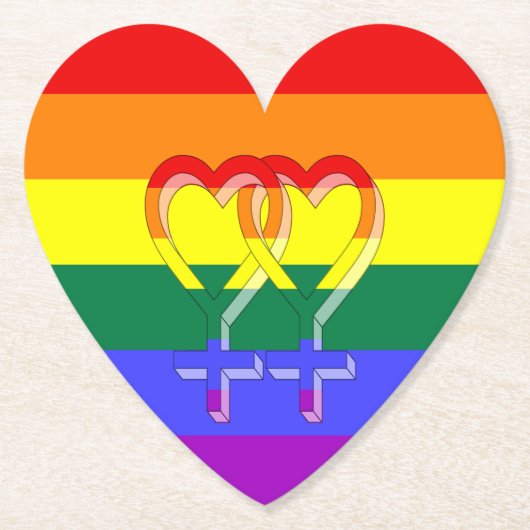 Frauenpaarstypsymbole Regenbogenfarben Untersetzer (Vorderseite)