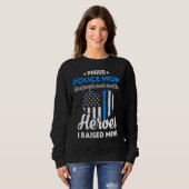 Frauenpolizei Mama Blaue Linie Fahne Herz Proud Ma Sweatshirt (Vorne ganz)