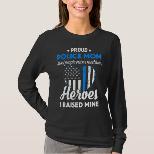 Frauenpolizei Mama Blaue Linie Fahne Herz Proud Ma T-Shirt