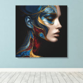 Frauenportrait in Abstrakt Leinwanddruck (Insitu (Holzboden))