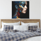 Frauenportrait in Abstrakt Leinwanddruck (Insitu (Schlafzimmer))