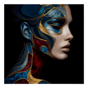Frauenportrait in Abstrakt Poster