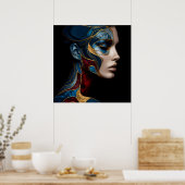 Frauenportrait in Abstrakt Poster (Küche)