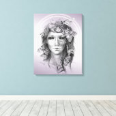 Frauenportrait mit Moths Surreal Dark Fantasy Art Leinwanddruck (Insitu (Holzboden))