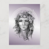 Frauenportrait mit Moths Surreal Dark Fantasy Art Postkarte (Vorderseite)